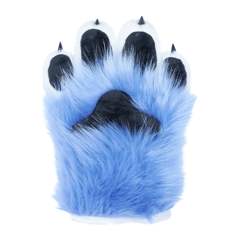 Fancy Four Finger Paw Gloves - Periwinkle + White