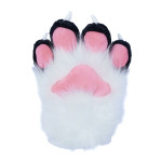Fancy Four Finger Paw Gloves - White + Black + Pink