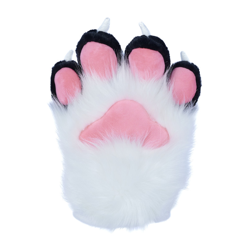 Fancy Four Finger Paw Gloves - White + Black + Pink