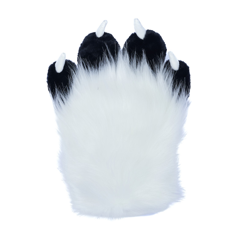 Fancy Four Finger Paw Gloves - White + Black + Pink