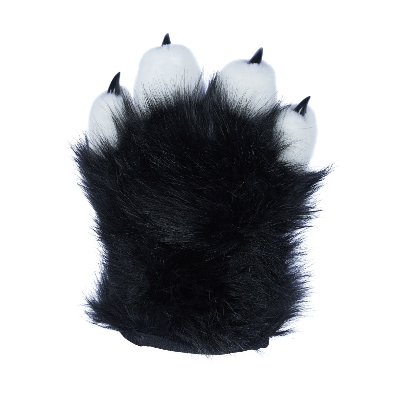 Fancy Four Finger Paw Gloves - Black + White + Pink