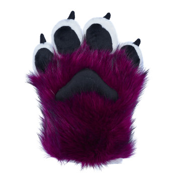 Fancy Four Finger Paw Gloves - Wine + White