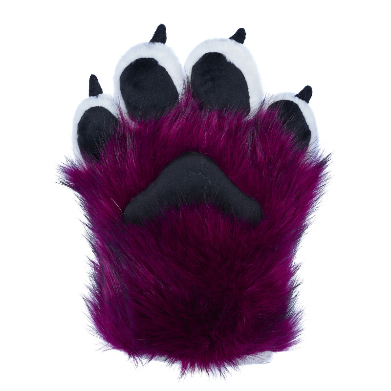 Fancy Four Finger Paw Gloves - Wine + White