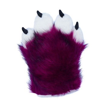 Fancy Four Finger Paw Gloves - Wine + White