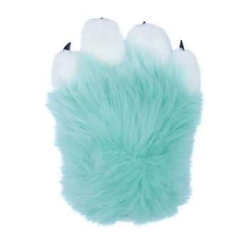 Fancy Four Finger Paw Gloves - Mint + White