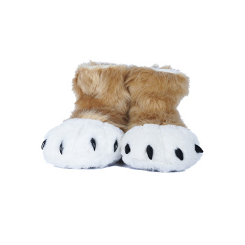 Fancy Paw Slippers - Caramel + White