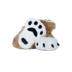 Fancy Paw Slippers - Caramel + White