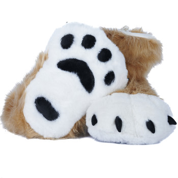 Fancy Paw Slippers - Caramel + White
