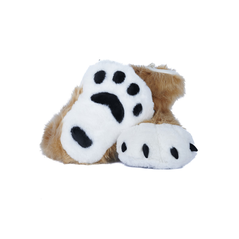 Fancy Paw Slippers - Caramel + White