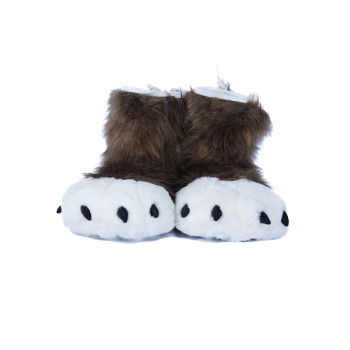 Fancy Paw Slippers - Brown + White