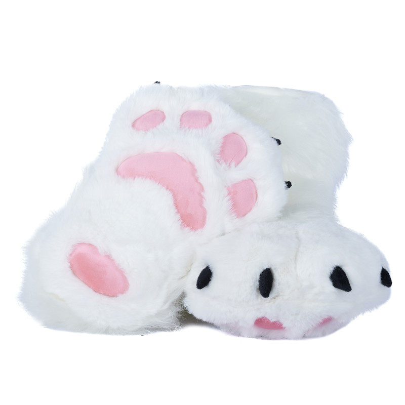 Fancy Paw Slippers - White + Pink