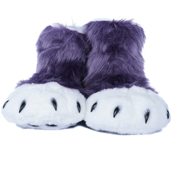 Fancy Paw Slippers - Purple + White