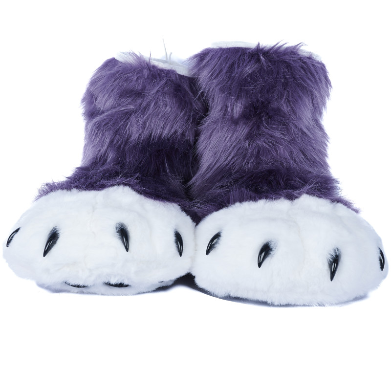 Fancy Paw Slippers - Purple + White