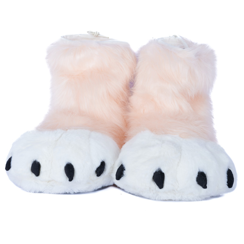 Fancy Paw Slippers - Baby Pink + White