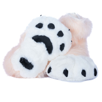 Fancy Paw Slippers - Baby Pink + White