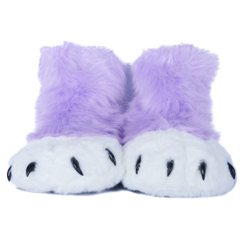 Fancy Paw Slippers - Lavender + White