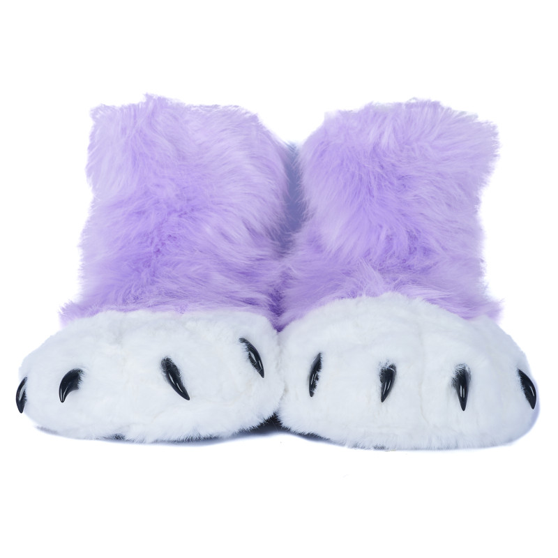 Fancy Paw Slippers - Lavender + White