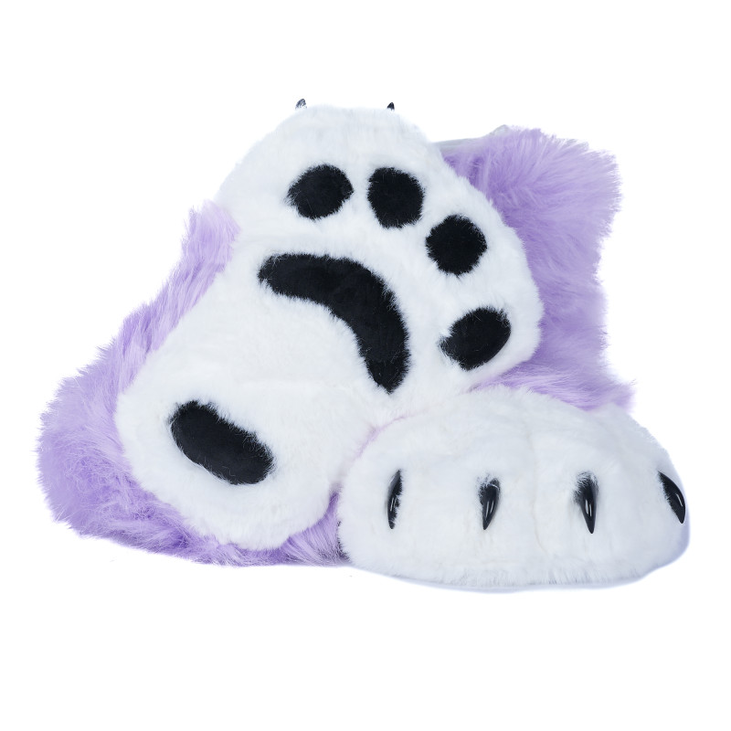 Fancy Paw Slippers - Lavender + White