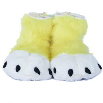 Fancy Paw Slippers - Yellow + White