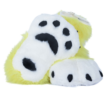 Fancy Paw Slippers - Yellow + White