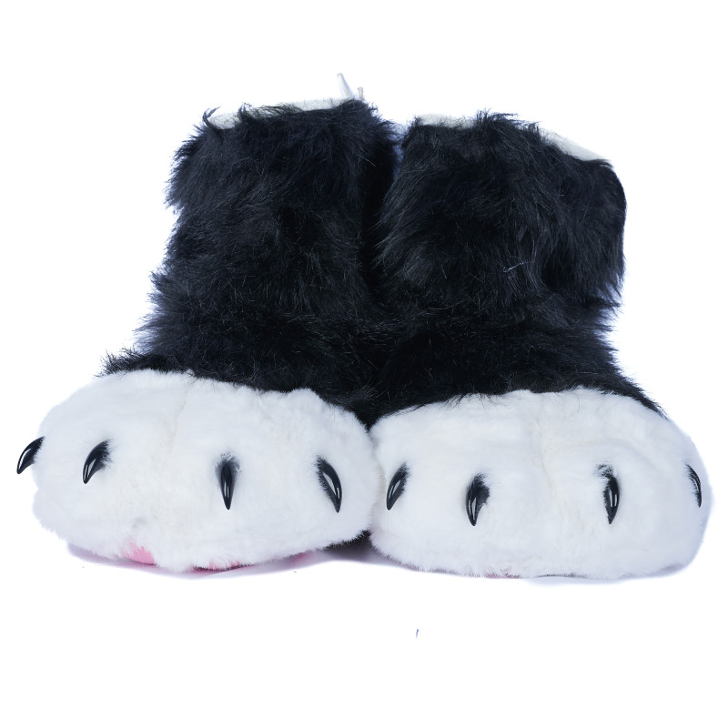 Fancy Paw Slippers - Black + White + Pink