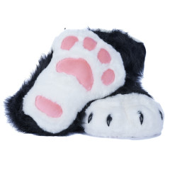 Fancy Paw Slippers - Black + White + Pink