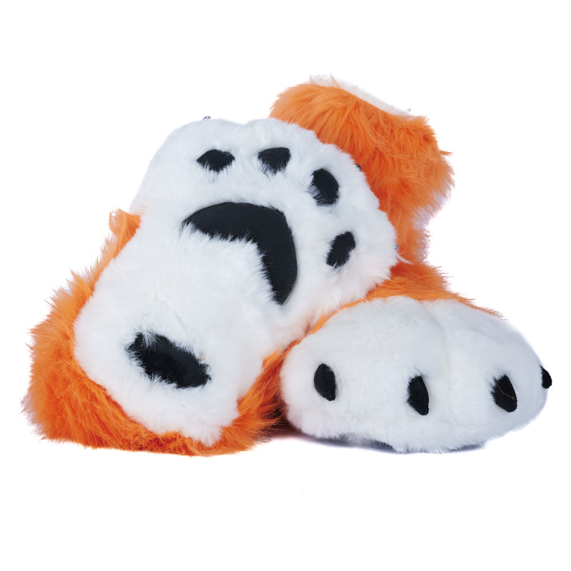 Fancy Paw Slippers - Orange + White