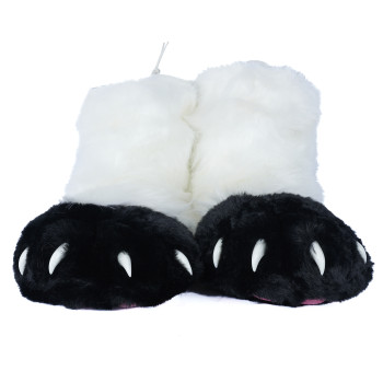 Fancy Paw Slippers - White + Black + Pink