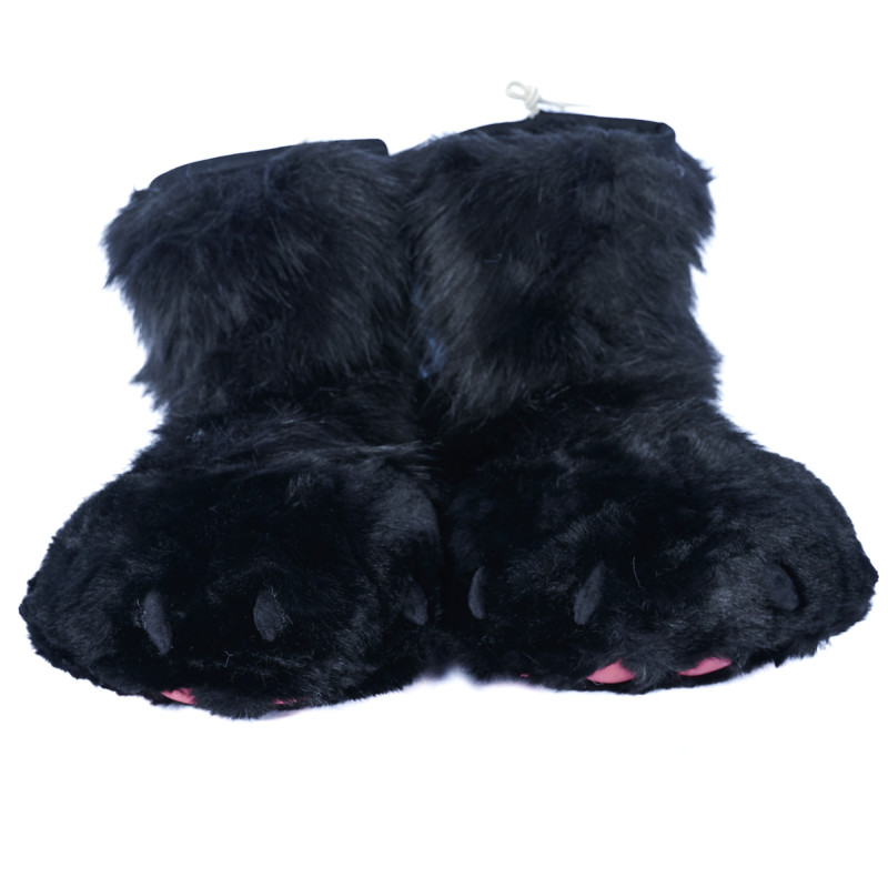 Fancy Paw Slippers - Black + Pink