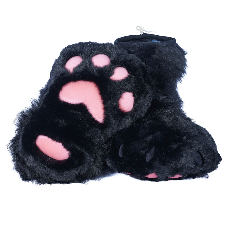 Fancy Paw Slippers - Black + Pink