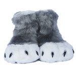 Fancy Paw Slippers - Gray + White + Black