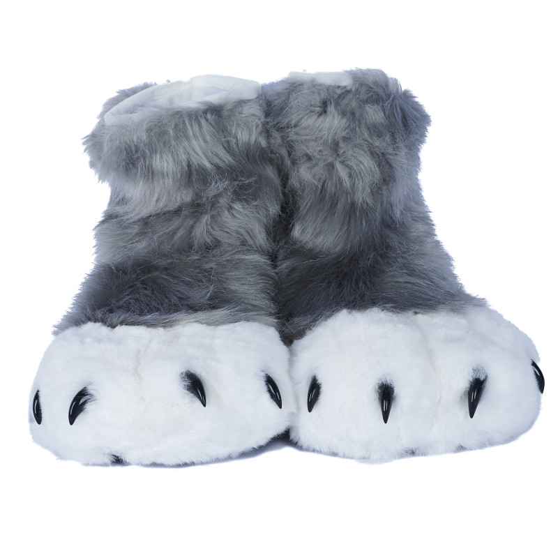 Fancy Paw Slippers - Gray + White + Black
