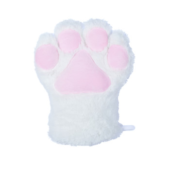 Basic Four Finger Paw Gloves - White + Pink