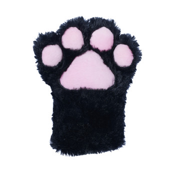 Basic Four Finger Paw Gloves - Black + Pink