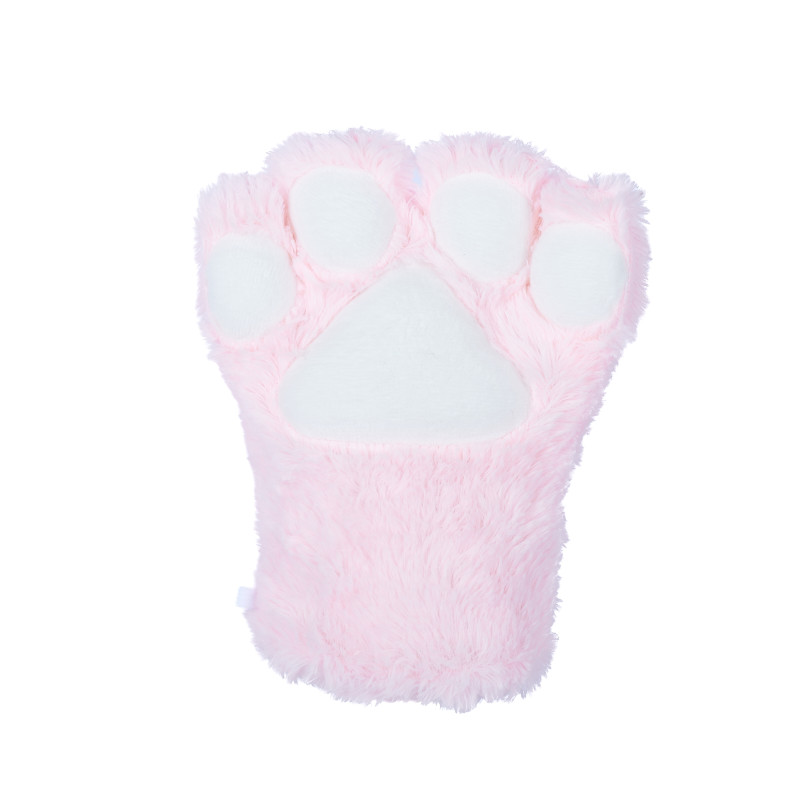 Basic Four Finger Paw Gloves - Pink + White