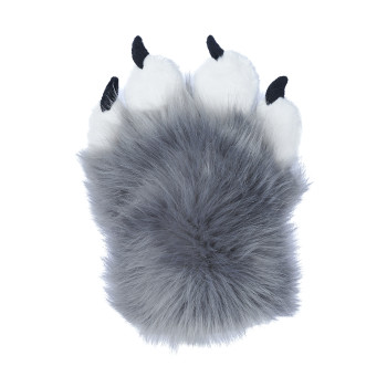 Fancy Four Finger Paw Gloves - Gray + White + Black