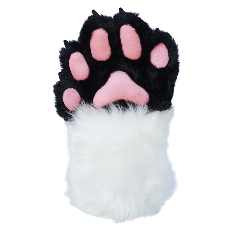 Fancy Five Finger Paw Gloves - White + Black + Pink