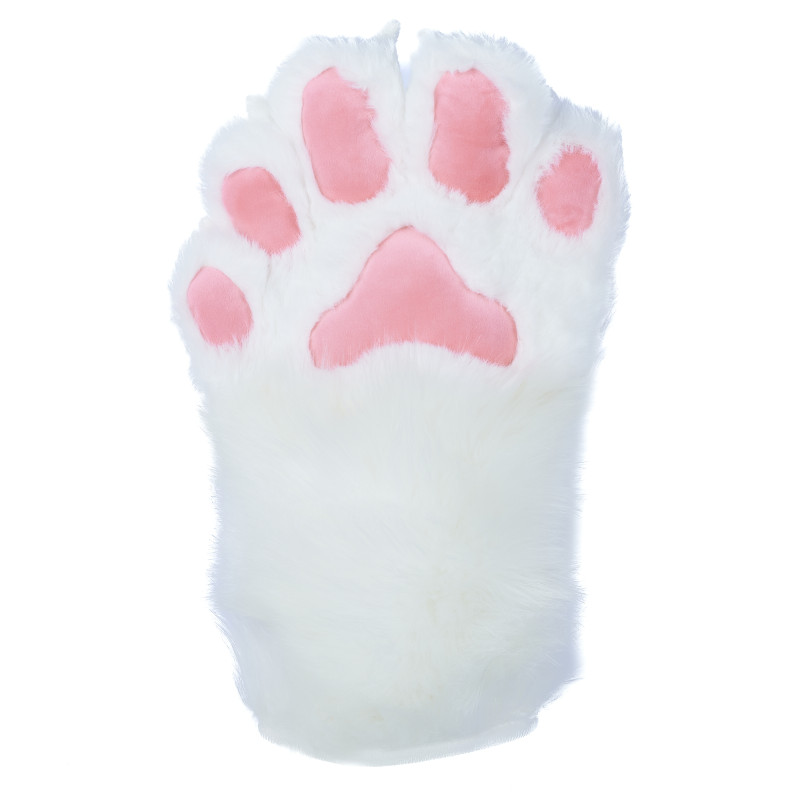 Fancy Five Finger Paw Gloves - White + Pink