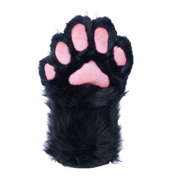 Fancy Five Finger Paw Gloves - Black + Pink