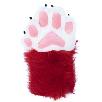 Fancy Five Finger Paw Gloves - Red + White