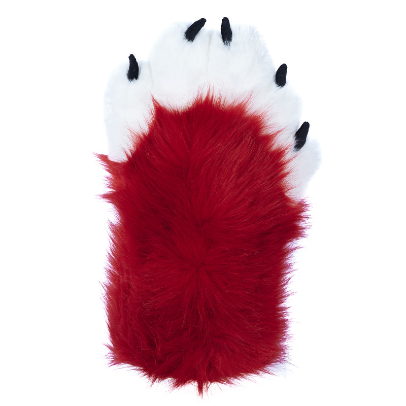 Fancy Five Finger Paw Gloves - Red + White