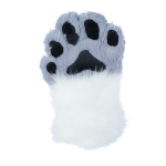 Fancy Five Finger Paw Gloves - White + Gray