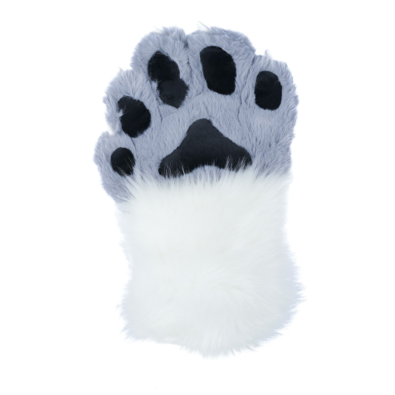 Fancy Five Finger Paw Gloves - White + Gray
