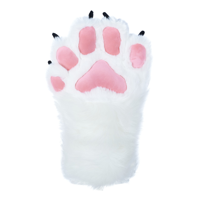 Fancy Five Finger Paw Gloves - White + Pink + Black