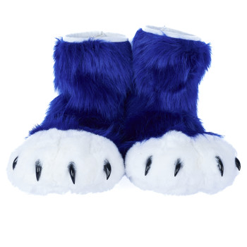 Fancy Paw Slippers - Royal Blue + White