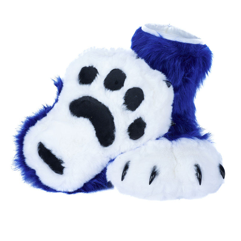 Fancy Paw Slippers - Royal Blue + White