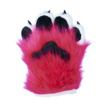 Fancy Four Finger Paw Gloves - Hot Pink + White