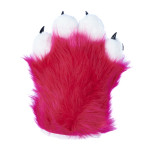 Fancy Four Finger Paw Gloves - Hot Pink + White