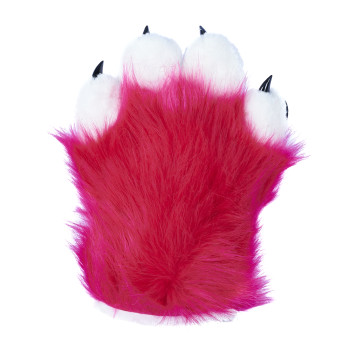 Fancy Four Finger Paw Gloves - Hot Pink + White