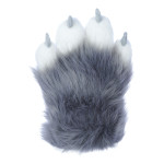 Fancy Four Finger Paw Gloves - Gray + White
